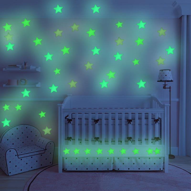 100Pcs Fluorescent Glow In The Dark Stars Wall Stickers For Rooms Decoration Livingroom Baby Bedroom Ceiling Home Decor