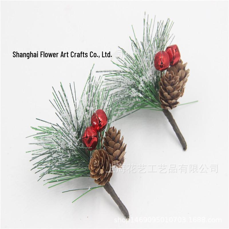 Snowflake Series Bell Beads Bouquet: Christmas Red Bean & Pine Decoration