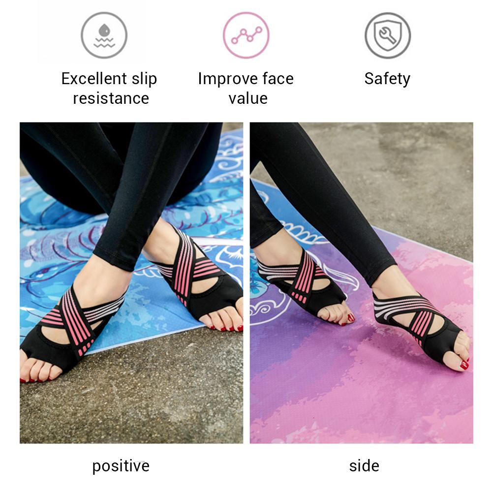 Yoga Socks Women Five Toes Finger Pilates Shoes Fitness Cross Straps Indoor Slip Resistant Yoga Socks