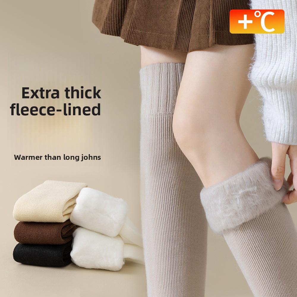 Women's Autumn and Winter Plush Thickened Warm Heat Storage Sweat Absorption Mid Calf Socks