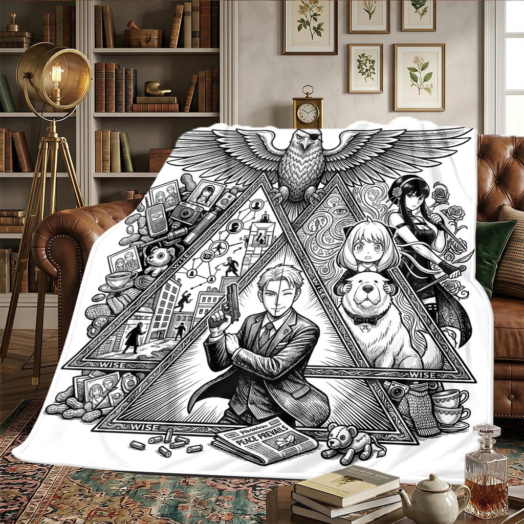SPYxFAMILY Warm Print Flannel Blanket Comfortable, For Bedrooms, Sofas, Beds, Chairs, Picnics, Travel -HE56