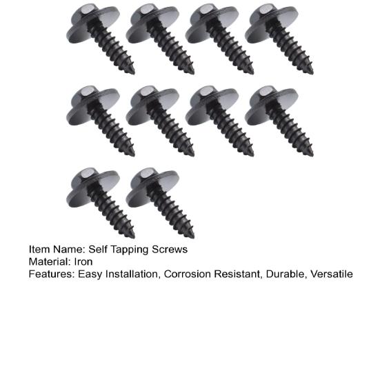 10 Pcs Self Tapping Screws with Integrated Gasket Black Hex Head Self-Tapping Screws with Plastic Retainer Clips Anti-Rust Coating Design for