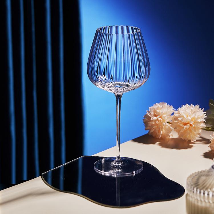 Modern Striped Vertical Transparent Glass, Red Wine & Champagne Glass for Home Parties