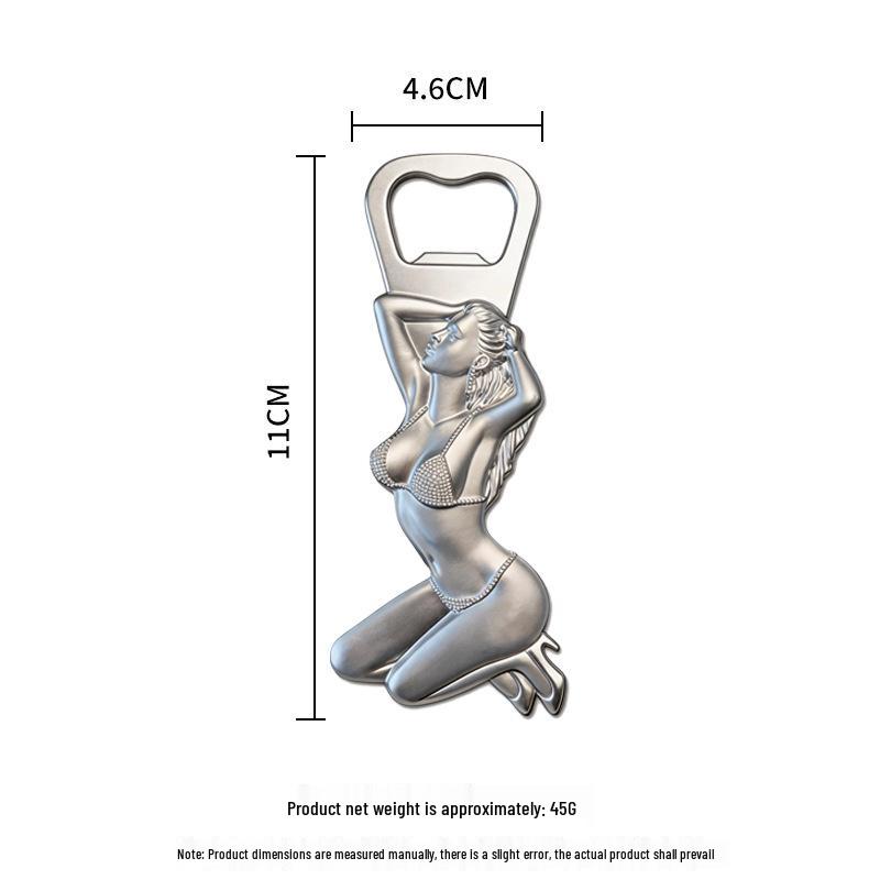 Western Beauty Zinc Alloy Bottle Opener & Refrigerator Magnet - Personality Beer Tool for Restaurant Use