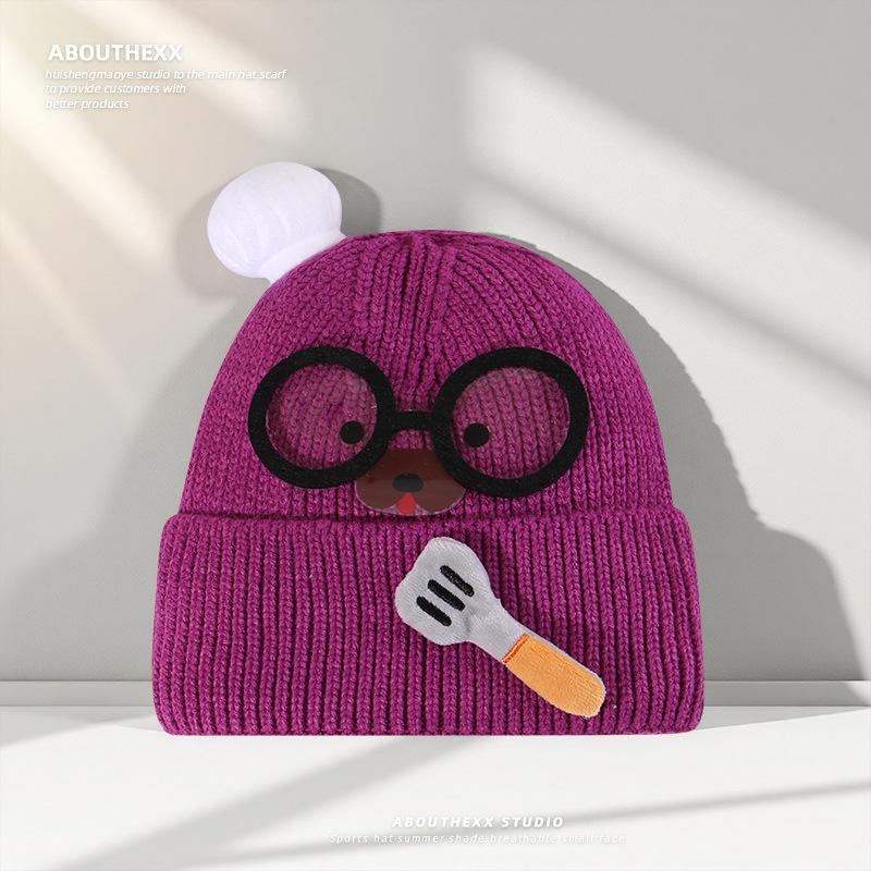 

Women s Wool Hat with Autumn and Winter Versatile Sweet Knitted Hat with Ear Protection and Warm Face Showing Small Glasses Pullover Hat M（56-60cm）