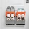 Double-layer Organizer Household Storage Rack Foldable Shoes Rack Wall Mounted Slippers Hanging Shelf Holder Storage Rack