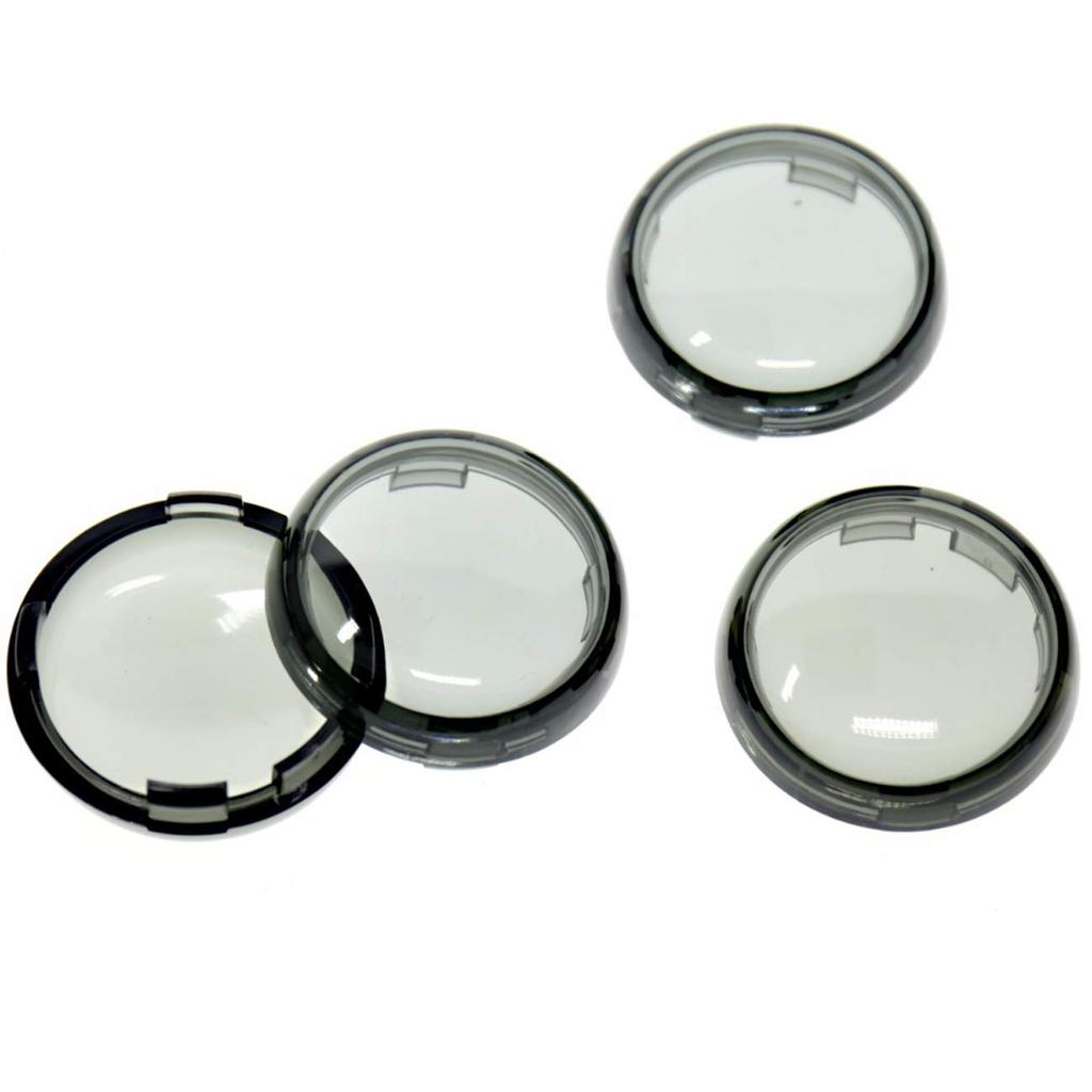 YIBO Turn Signal Light Smoke Lens Cover Set of 4 with Bulbs for Touring / Dyna / Softail / Sportster / Street Glide 883 (1986-2017)