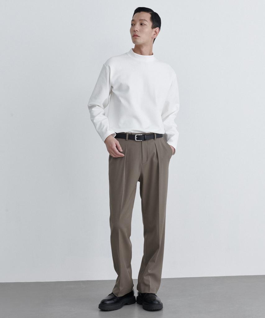 MUSINSA STANDARD Reverse One-Pleat Wide Hidden Banding Slacks [Dusty Beige]