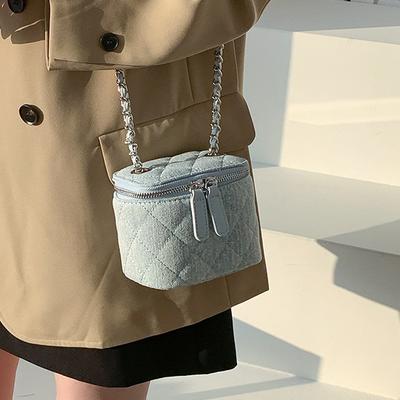 Herbstliche lässige Retro-Mini-Jeanstasche mit modischer kleiner duftender Windkette für Damen