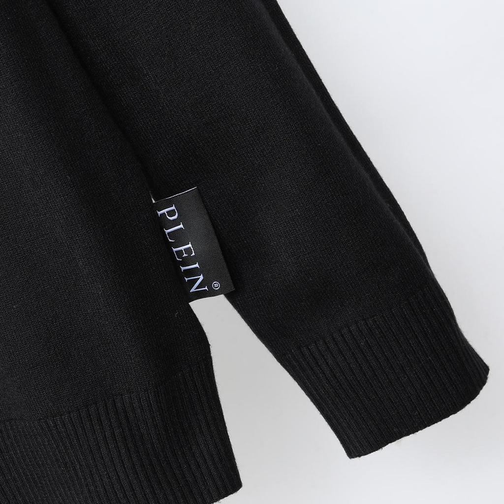 Philipp Plein Heren Trendy Ronde Hals Pullover Trui met IJzeren Plaat Letters - Zacht, Warm, Casual Gebreide Kleding.
