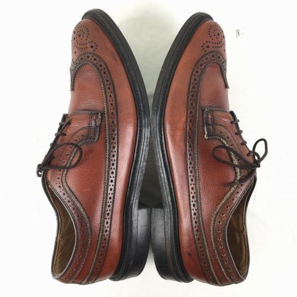 Vintage Made in USA Johnston & Murphy Long Wingtip Business Shoes Brown size 9.5D 27.0-27.5 Men's(USED)