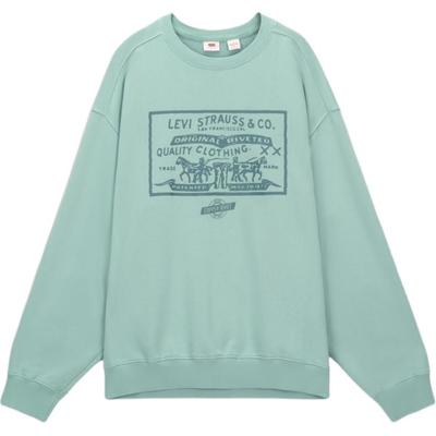 Levis Lockerer Schnitt Rundhals Bedrucktes Lässiges Langarm-Sweatshirt Herren Sweatshirt Hellgrün 0019A-0001