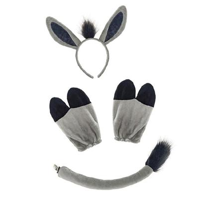 Foldable Travel Donkey Costume Set Complete Ears Tail Hooves Set for Cosplay Event Birthday Parties