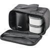 Wahei Freiz Bento Box, 640ml, Black, Slim, with Rice Container, Two Side Dish Containers, Chopsticks, and Insulated, Fortec Lunch, FLR-5957