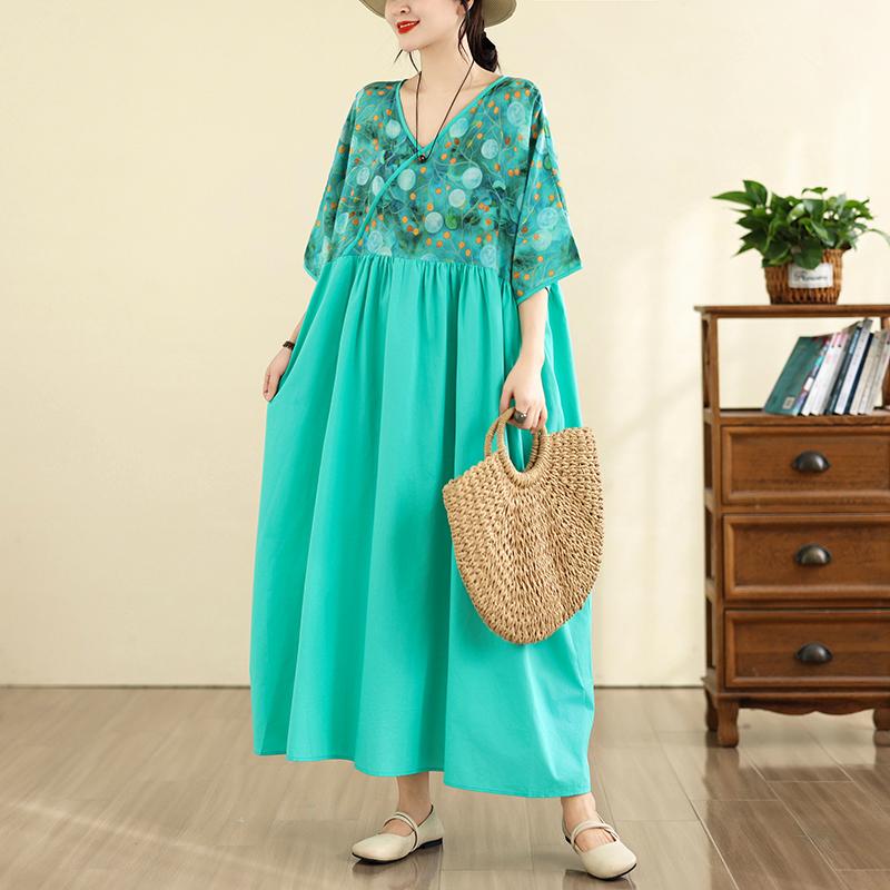 DIMANAF New 2026 Women Plus Size Summer Casual Long Dress Cotton Loose Oversize Maxi Beach Sundress Elegant Vintage Lady Print Floral