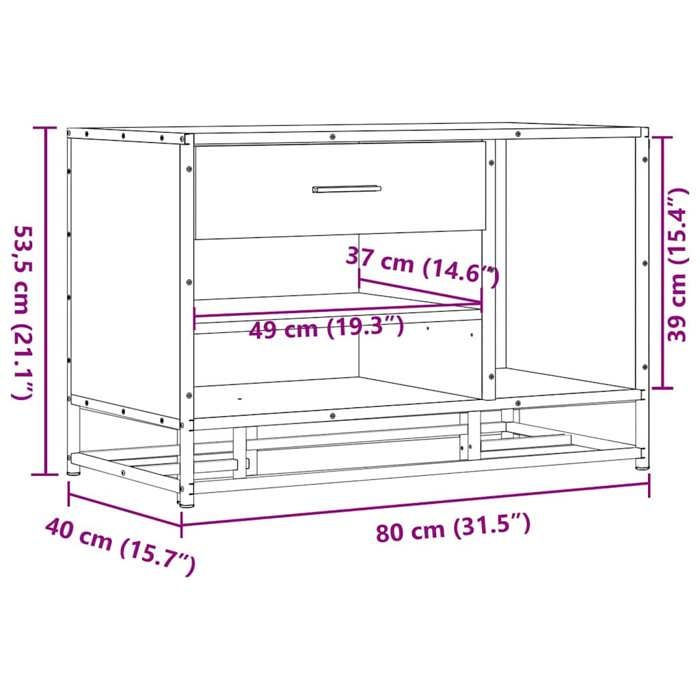 VidaXL Shoe Bench Black 80x40x53.5 Cm Engineered Wood and Metal, Bench, Hallway Bench, Hallway Seat, Bench 849224