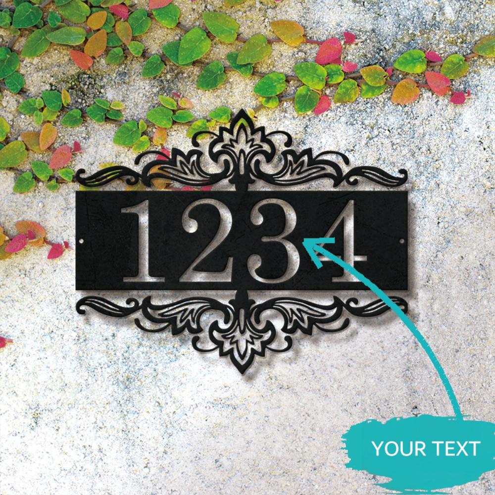 Customizable Iron Address Sign Modern House Number Plate Wall Mounted Personalized Front Door Housewarming
