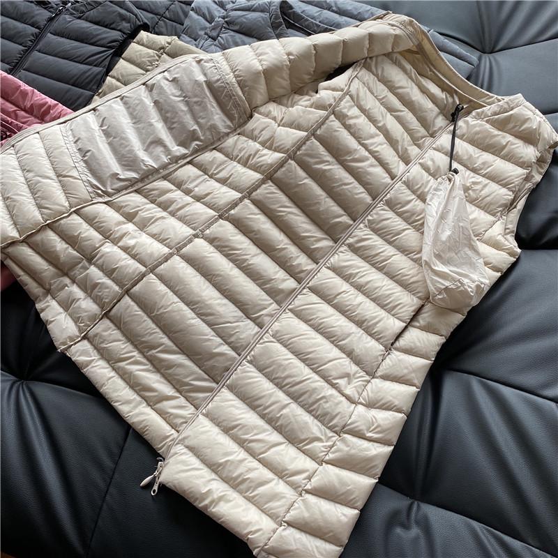 Women's Out-of-Season Korean Down Jacket - Slim Fit, Round Neck, Mid-Length, Zippered Winter Vest