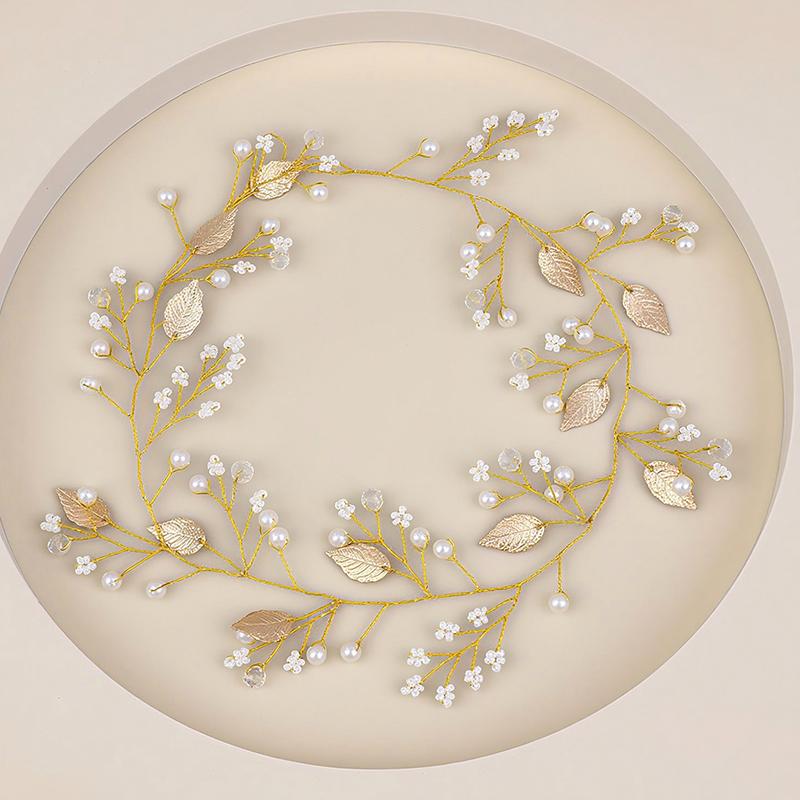 1PC Leaf Headband Simplicity Alloy Elegant Accessories Gift Headband Wedding Bead Bride Handmade