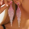 2PC Women's Fashion Claw Chain Series Colorful Diamond Tassel Style Earrings for Travel, Carnival, Party, Festival Dressing Gift