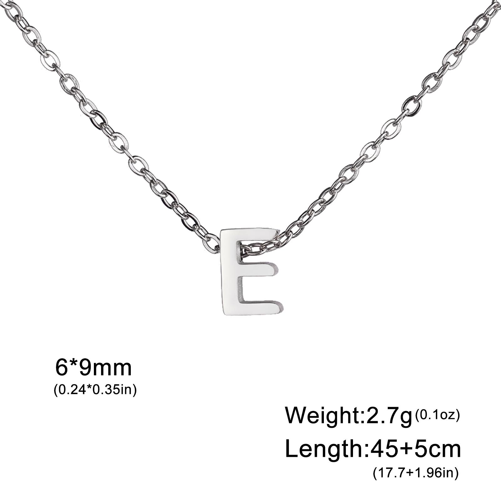 

Name Initial Necklace A-Z 26 Letters Pendant Stainless Steel Jewelry Women Men Neck Choker Couple Friend Birthday New Year Gifts Steel Color&45cm