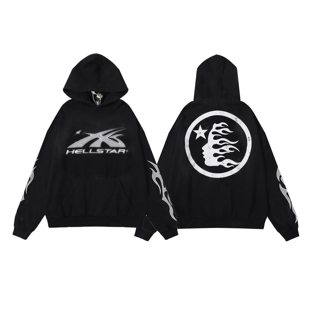 Unisex Retro Distressed Letter Print Hoodie für Herbst/Winter