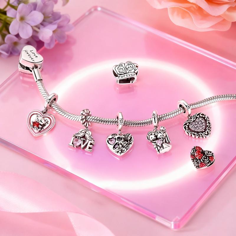copper Couple Collection Love BoyGirl Dangle Charm Bead Charms Heart Bead Charms Compatible With Authentic Bracelets for Women Do It Yourself Fine Je