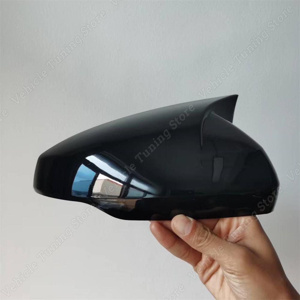 For Volkswagen POLO MK6 2pcs Gloss Black Car Rear View Mirror Cover Caps Trim Shell Frame POLO 6 MPI GTI GTD TSI TDI