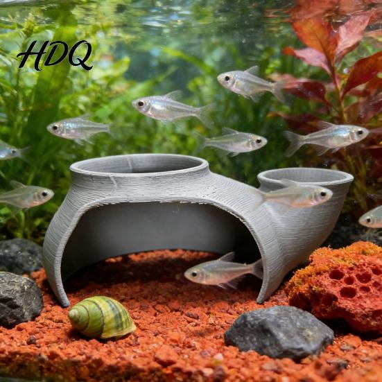 Driftwood Complement Aquarium Accessory Underground Cave 3D Printed Under Gravel Tunnel Hideout Fish Tank Crystal Shrimp Shelter Decoration for Betta