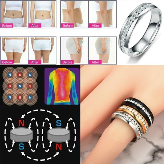 Health Care Weight Burning Loss Fat Magnetic Slimming Ring Rhinestone Jewelry