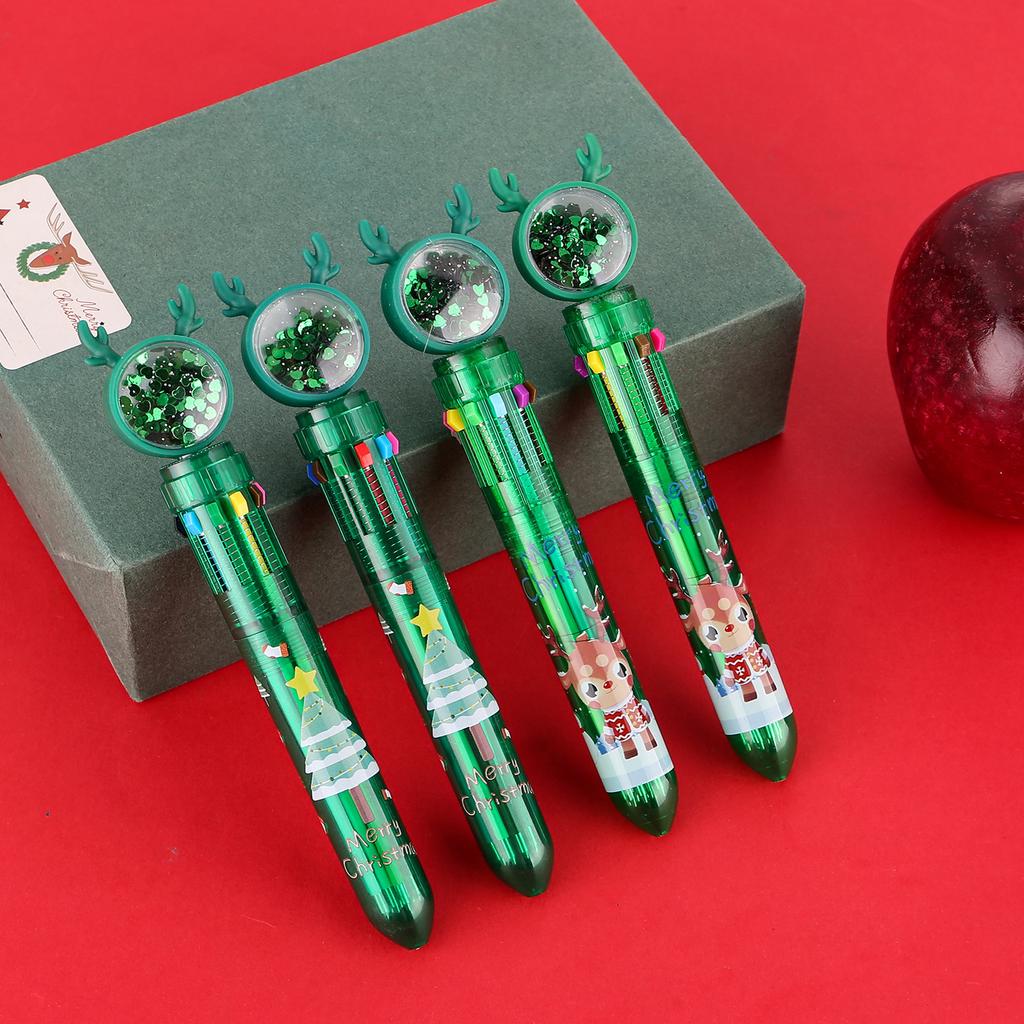 1pc For Christmas Gift Ballpoint Ten Color Pen Santa Claus Stationery Decor Merry Christmas Home Xmas Ornament Pen Holiday Ballpoint Pen Cute Press St