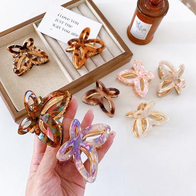 Pinces à Cheveux Creuses Papillon Douces pour Femmes Filles Épingles à Cheveux Élégantes Pinces Requin Barrettes Acétate Métal Accessoires de Cheveux Mode