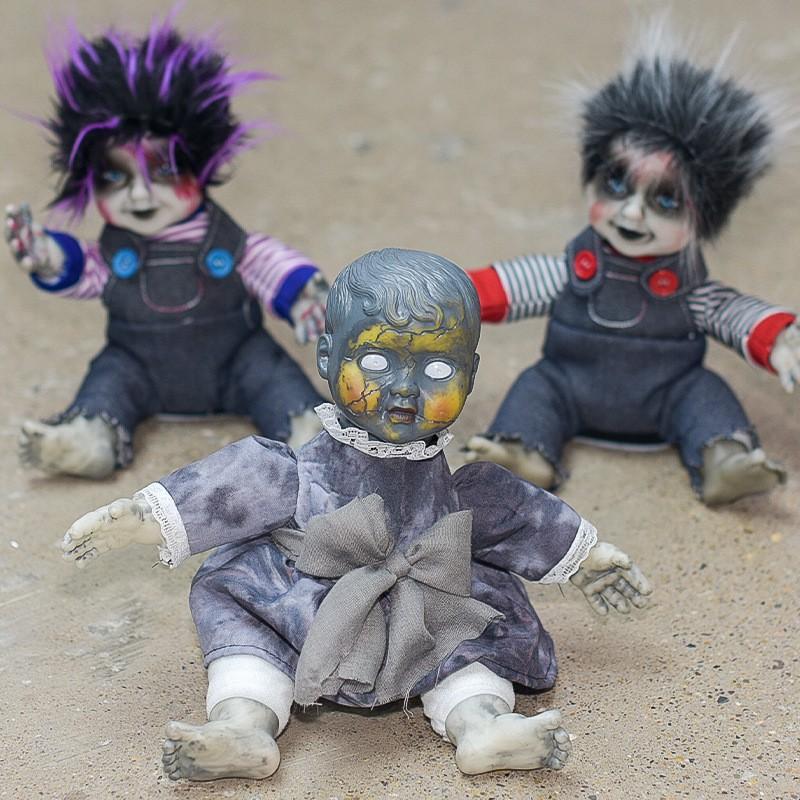 Halloween Scary Sitting Ghost Doll With Motion Sensor LED Light Sound Effect Party Decor
