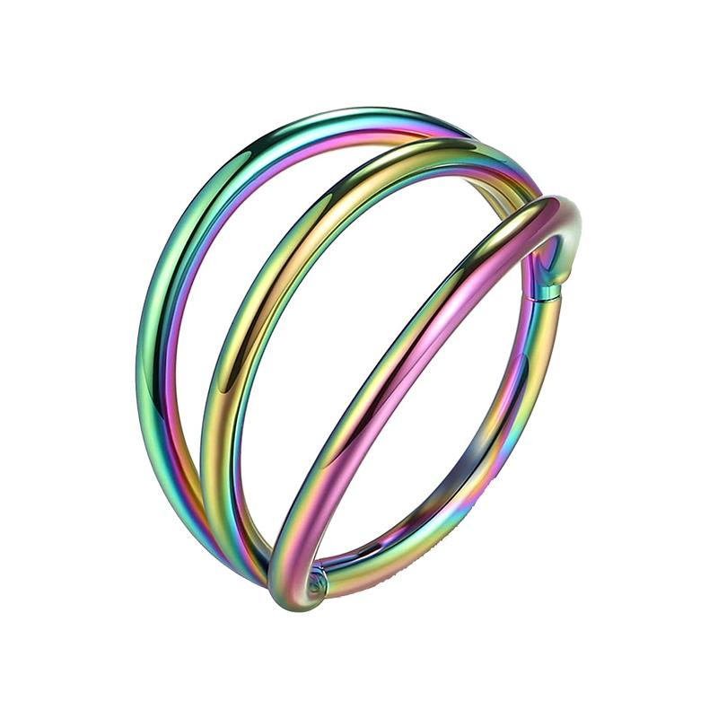 Acciaio chirurgico 316L Segmento Trago Elica Cartilagine Orecchino Anello Naso Setto Clicker Conch Tre Strati Narice Piercing Gioielli