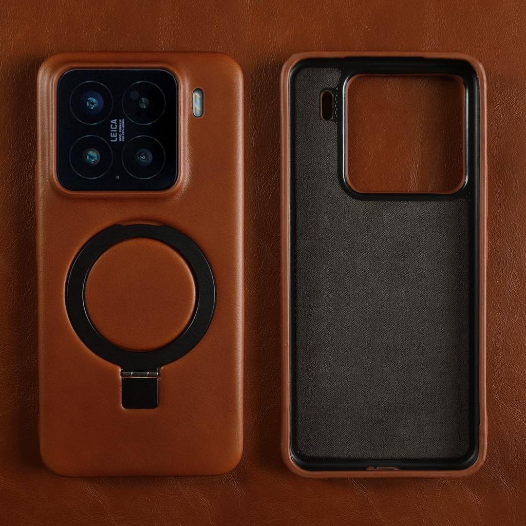 Gewachste Lederhülle für Xiaomi 15 Ultra 17 Pro Max 14 13T Pro Business Vintage Schlank Passend Magnetischer Ständer Vollständiger Körperschutz Stoßfest