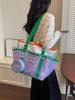 Dopamine Color Block Mesh Beach Bag – Large Capacity Travel and Swim Tote