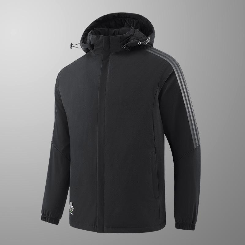 2025 Plus Size Men's Autumn/Winter Cotton Fleece Hooded Jacket