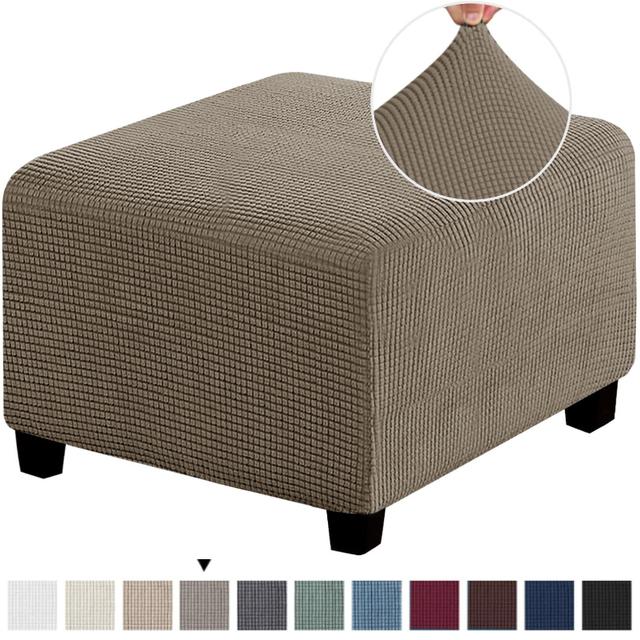 Quadratische Gewebte Jacquard Hockerbezug Elastisch All-Inclusive Hockerbezug Bank Hockerbezug Waschbar Möbel Schutzhülle Hockerbezug
