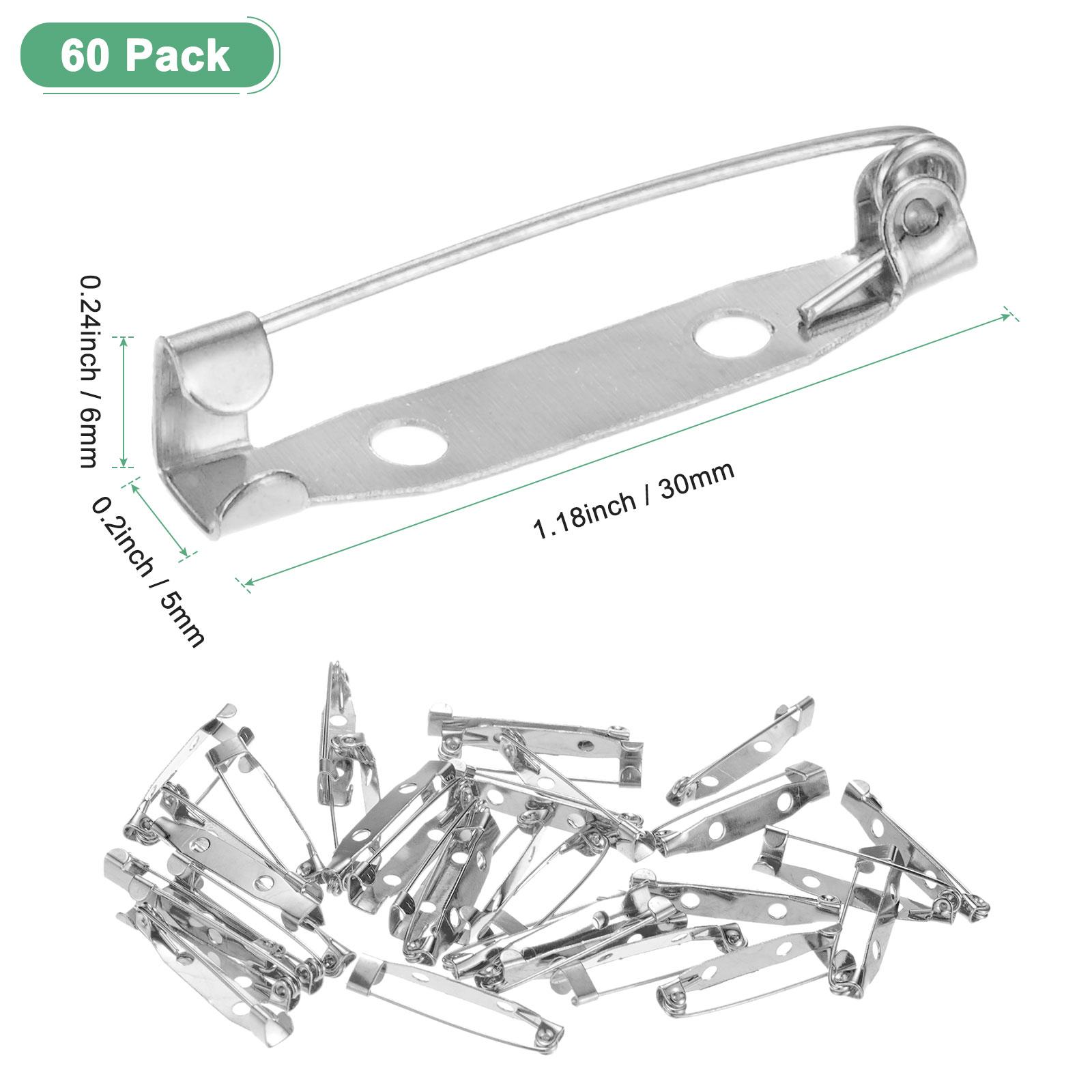 

60pcs Bar Pins 30/35mm Brooch Pin Backs Safety Clasp for Badges Name Tags Corsage DIY Metal Boutonnieres Locking Pin-backing