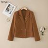 ZANZEA Lässiger Damen-Blazer mit Umlegekragen, langen Ärmeln und dünner Strickjacke