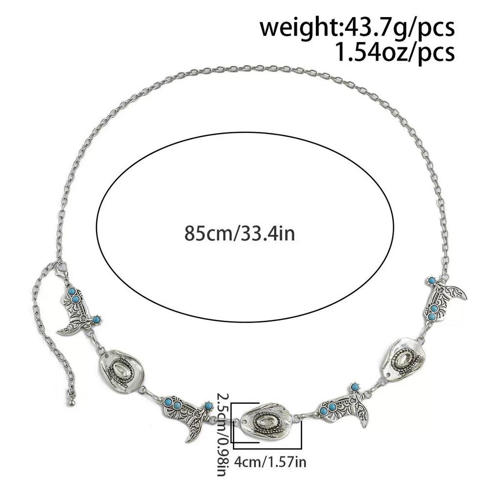 Retro style sweet and cool punk waist chain, personalized metal denim style three-dimensional body chain jewelry women