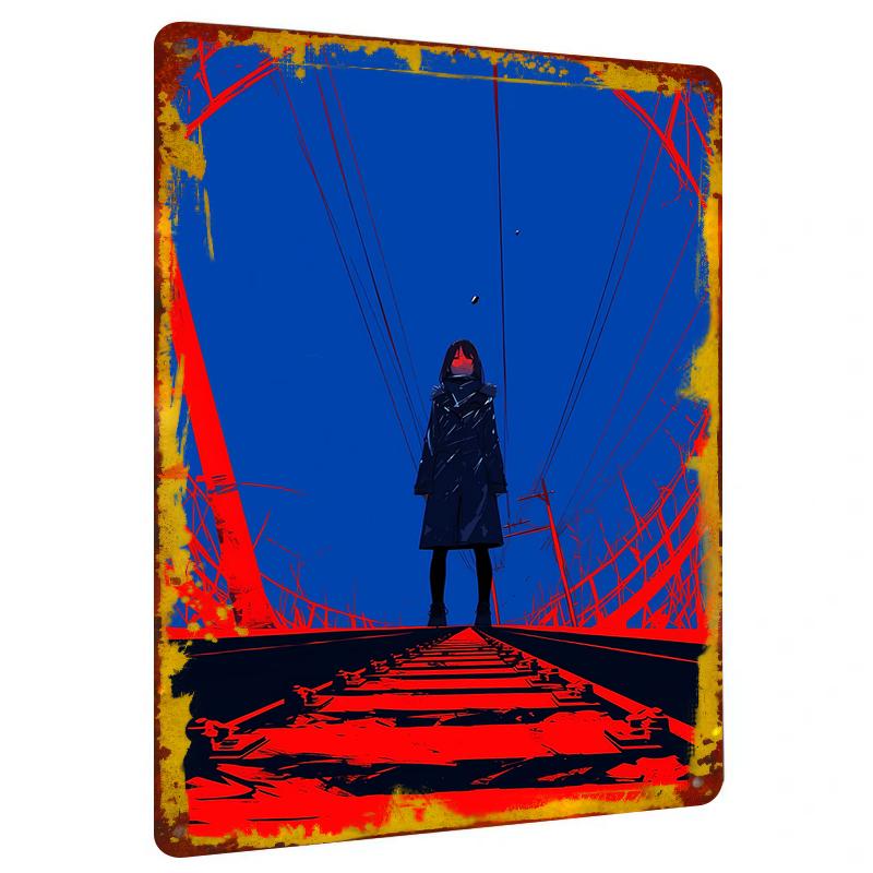 Urban Lonely Girl Illustration Custom Metal Tin Sign Modern Home Wall Decor Art Painting