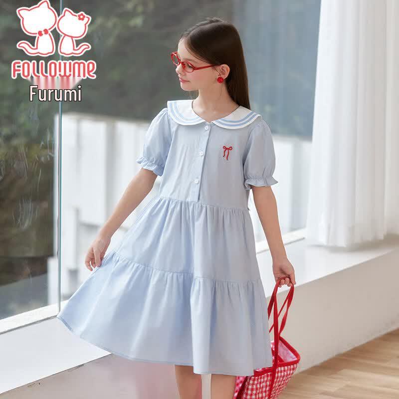Girls  Summer Academy Style Doll Collar Princess Dress 110