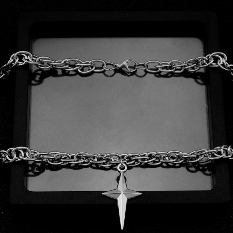 Titanium Steel Cross Necklace Hip Hop Women's Sweater Chain Steel Cold Style Unisex Necklace No Fading Couple Jewelry