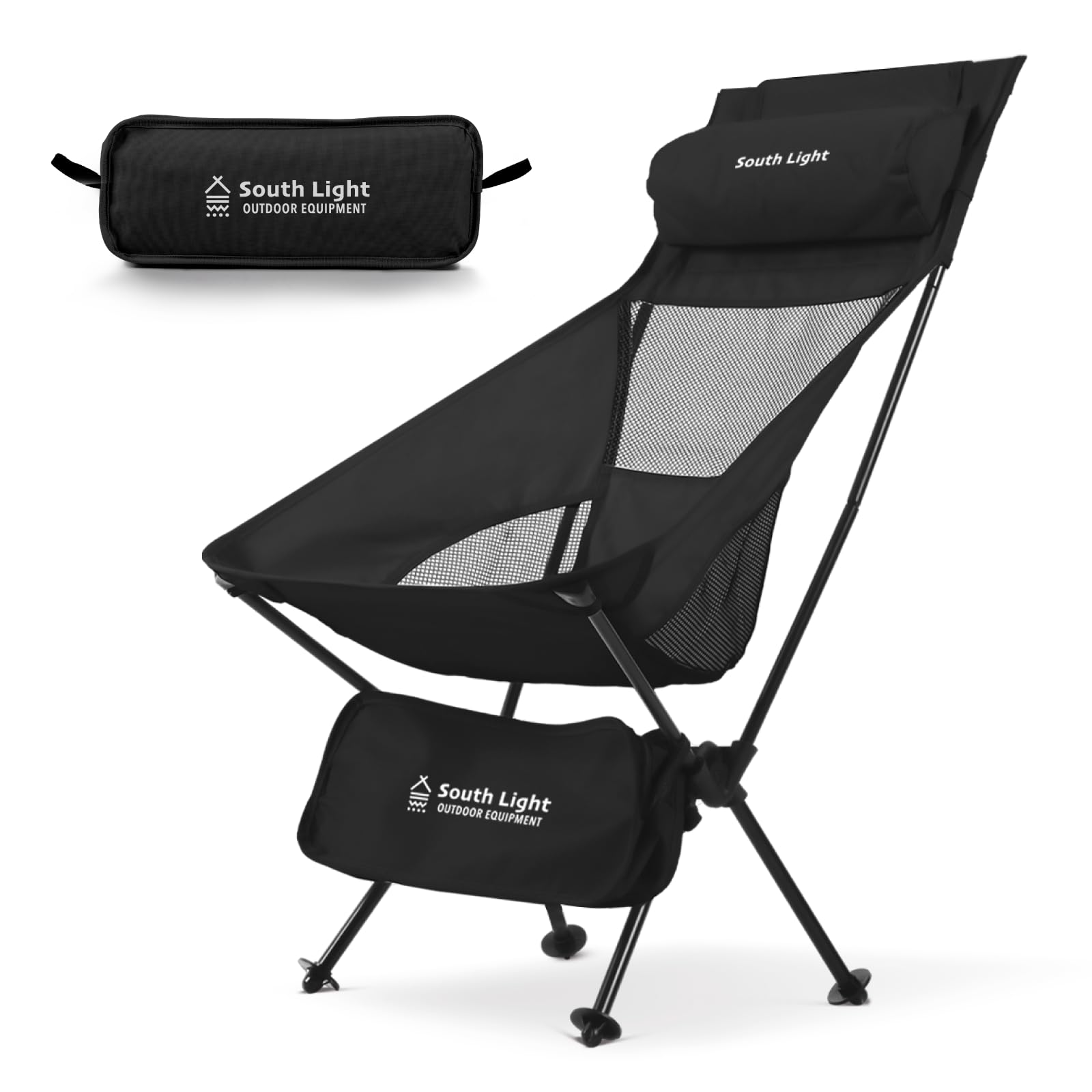 

CHISYOU Outdoor Camping Folding Chair with Storage Pocket Outdoor Easy Load Capacity Camping Outdoor Chair Single Chair, Chair, Pillow, Compact, чёрный