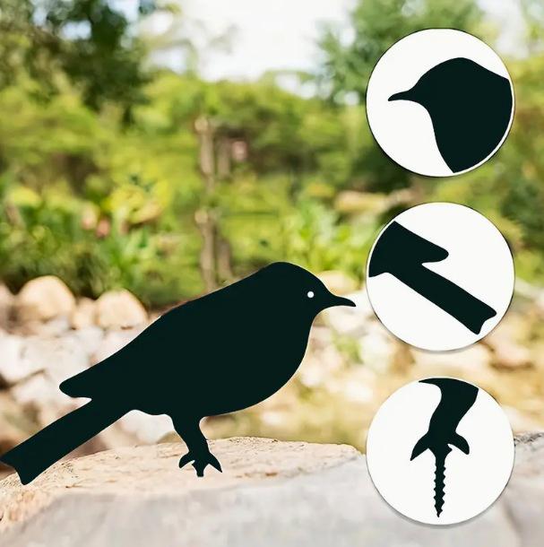Rustic Metal Bird Silhouette Set: 4-Piece Outdoor Garden Courtyard Decoration