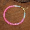 Pink Shaded Opal Beads Bracelet, Multifire Opal Beads Handmade Bracelet, Natural Opal Beaded Bracelet, Opal Birthstone Jewelry, Gift for Her