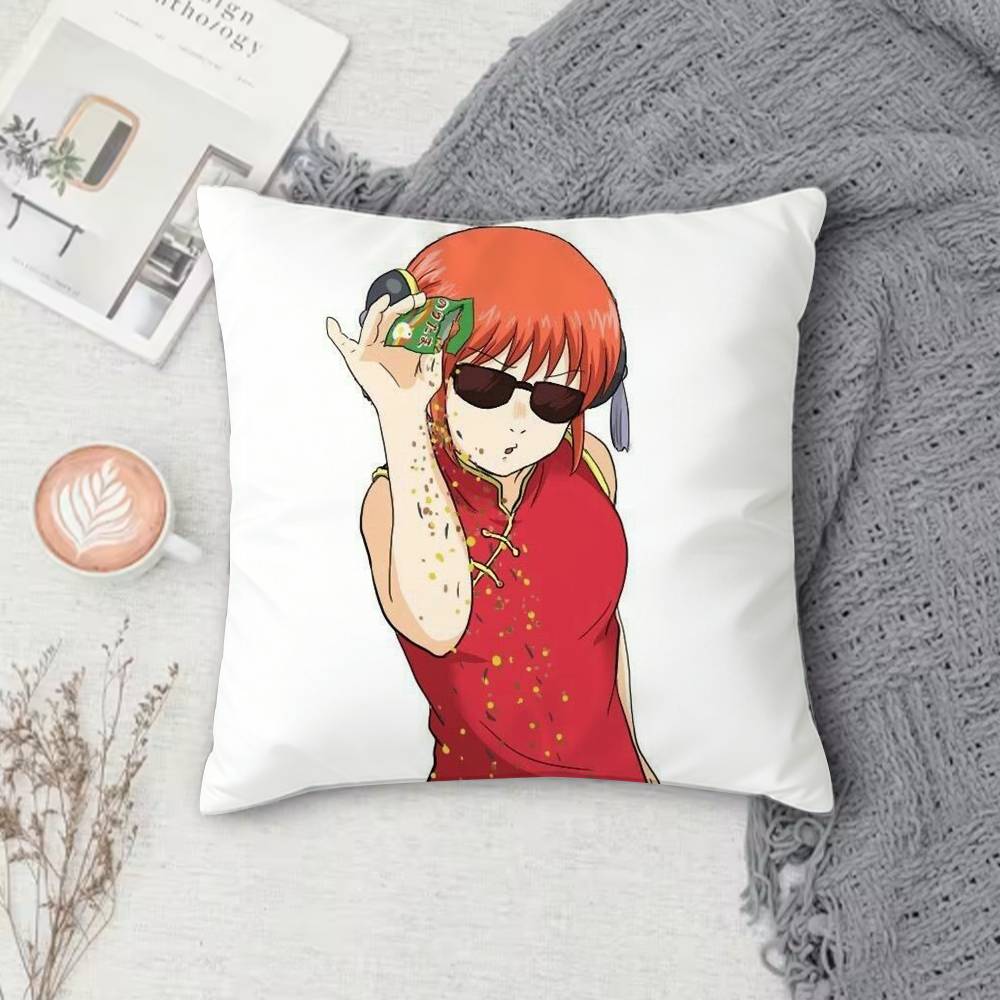 GGintama Anime  Doublesided Printed Square Pillow Cover Decorative Cushion Cover for Sofa Bedroom Bedside