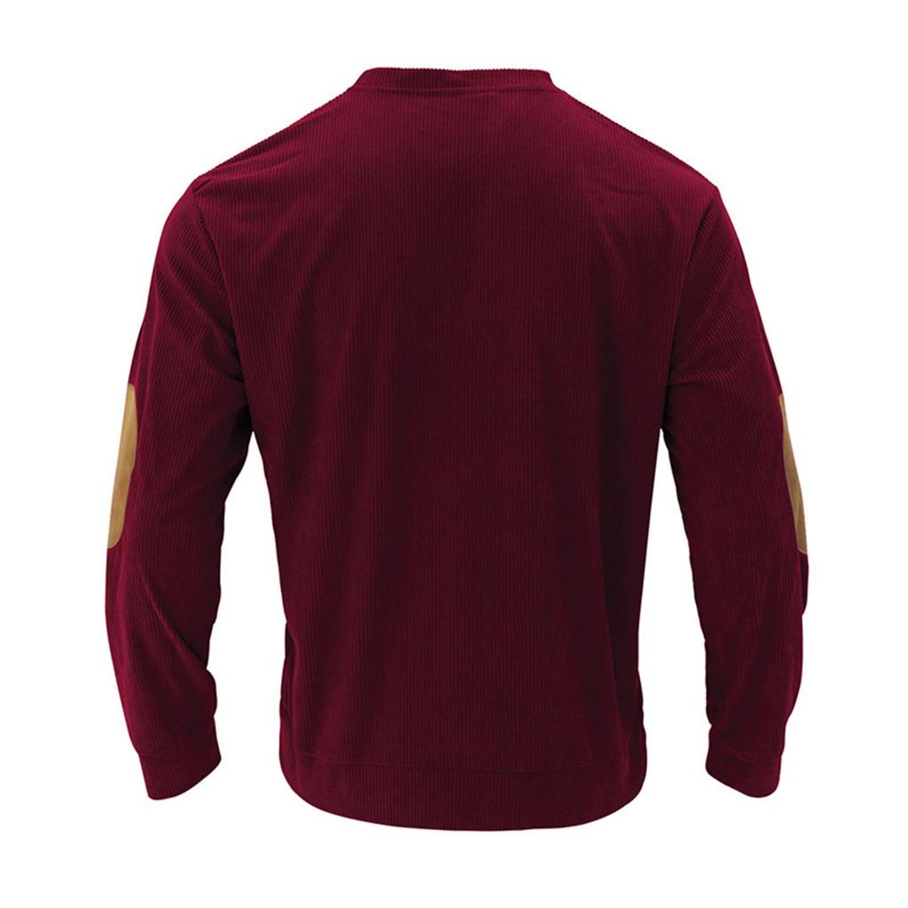 Men's Loose Round Neck Leisure Corduroy Pullover Long Sleeves Upper Garment