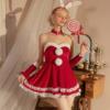 Christmas Dress Girl Costume Rabbit Set Winter Off Shoulder Dress Sexy Lady Cosplay Costume New Year Maid Role Play Uniform